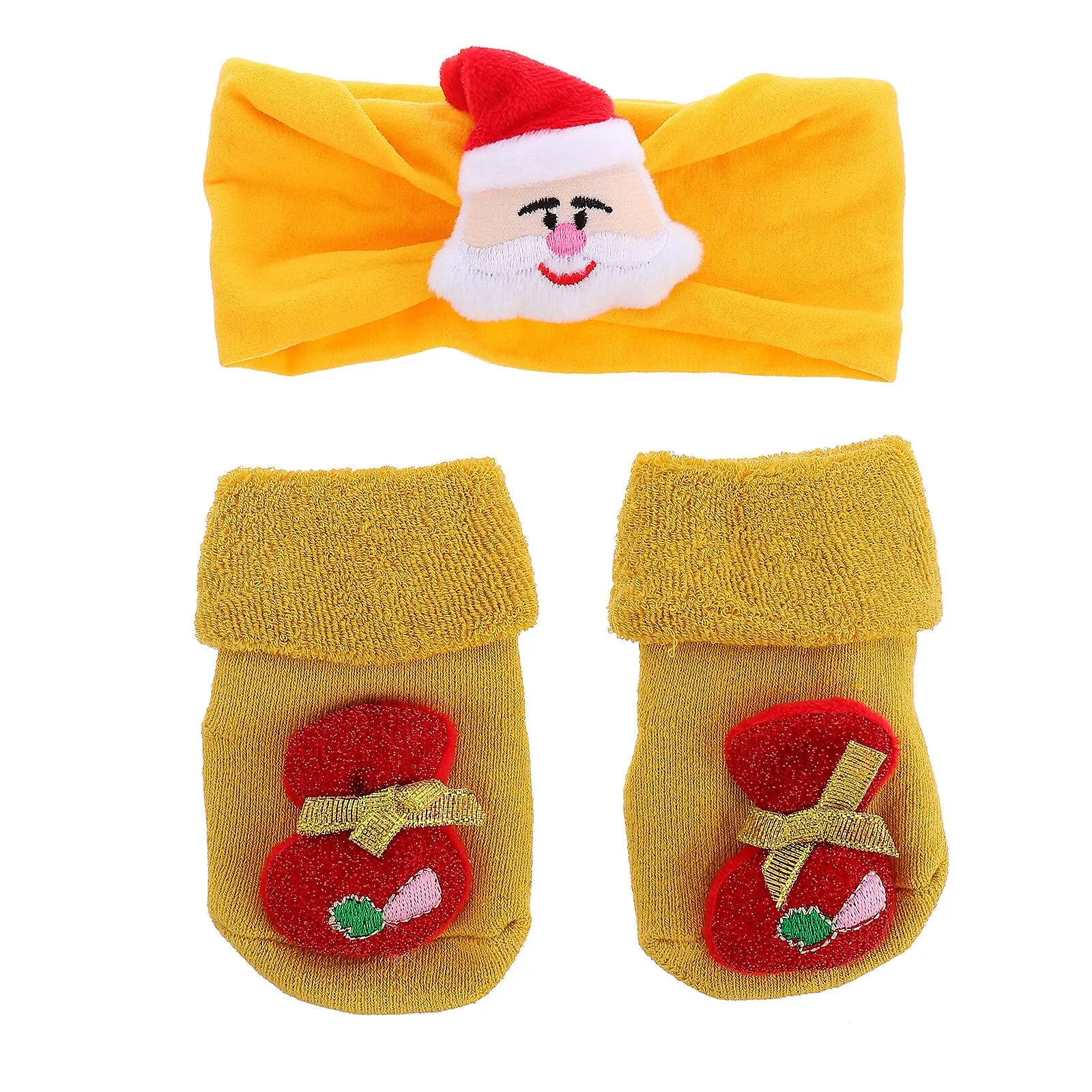 1 Set Medias de Invierno Banda para el Cabello Navidad Medias Calcetines Cálidos Para Bebé
