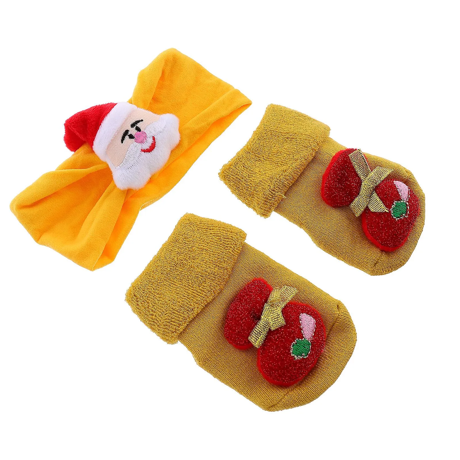 1 Set Medias de Invierno Banda para el Cabello Navidad Medias Calcetines Cálidos Para Bebé
