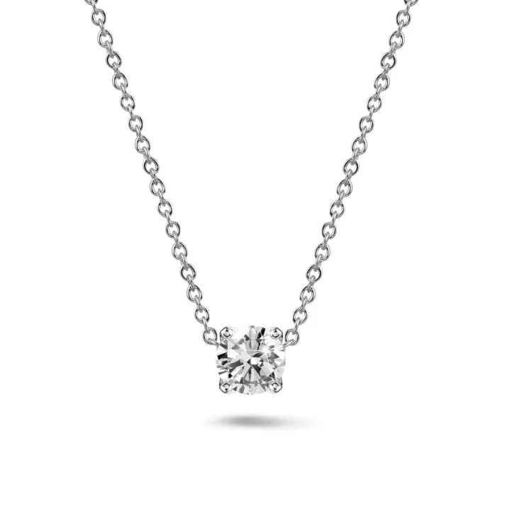 1.00 quilates colgante solitario en oro blanco con diamante redondo 