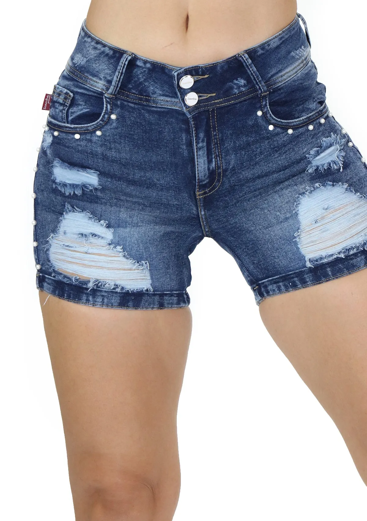 1638 Pearls Short Jean by Scarcha