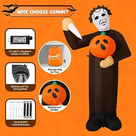 6.2 FT Tall Inflatable Scary Pumpkin Killer