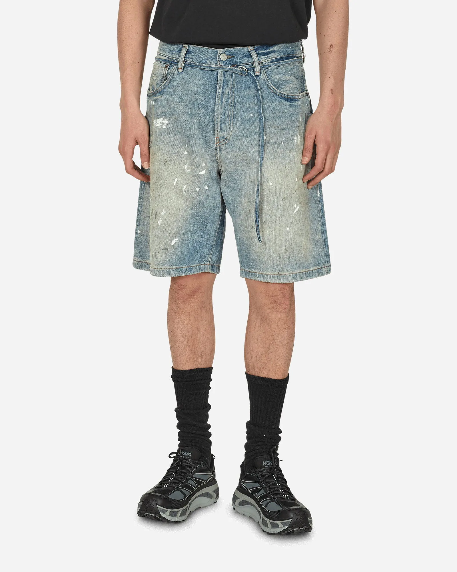 Acne Studios Loose Fit Washed Denim Shorts Light Blue