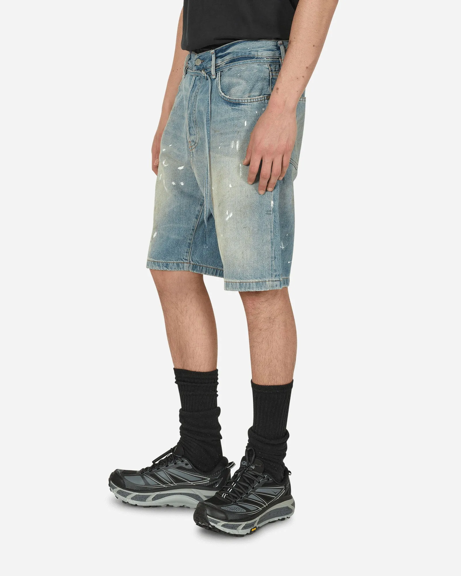 Acne Studios Loose Fit Washed Denim Shorts Light Blue