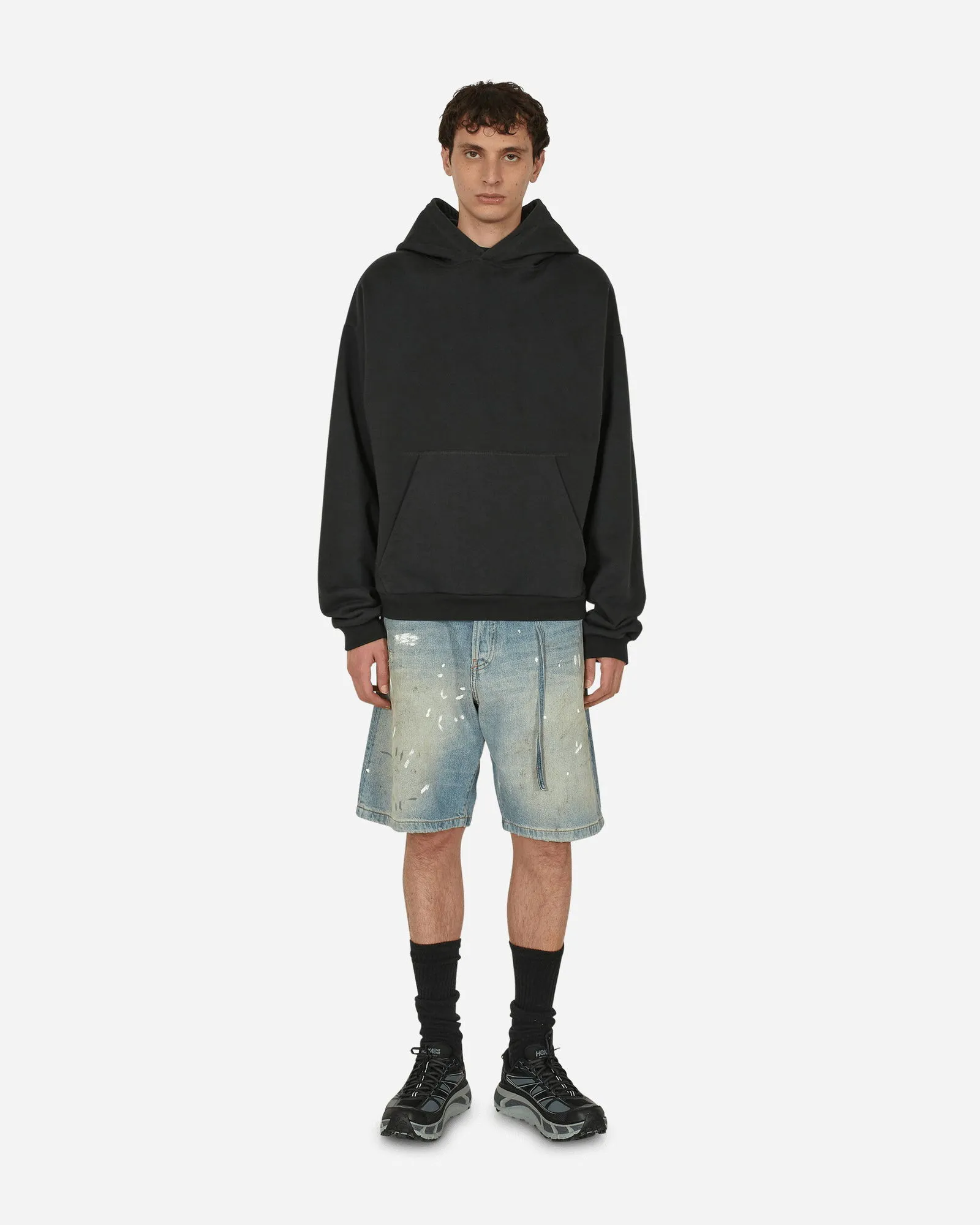 Acne Studios Loose Fit Washed Denim Shorts Light Blue
