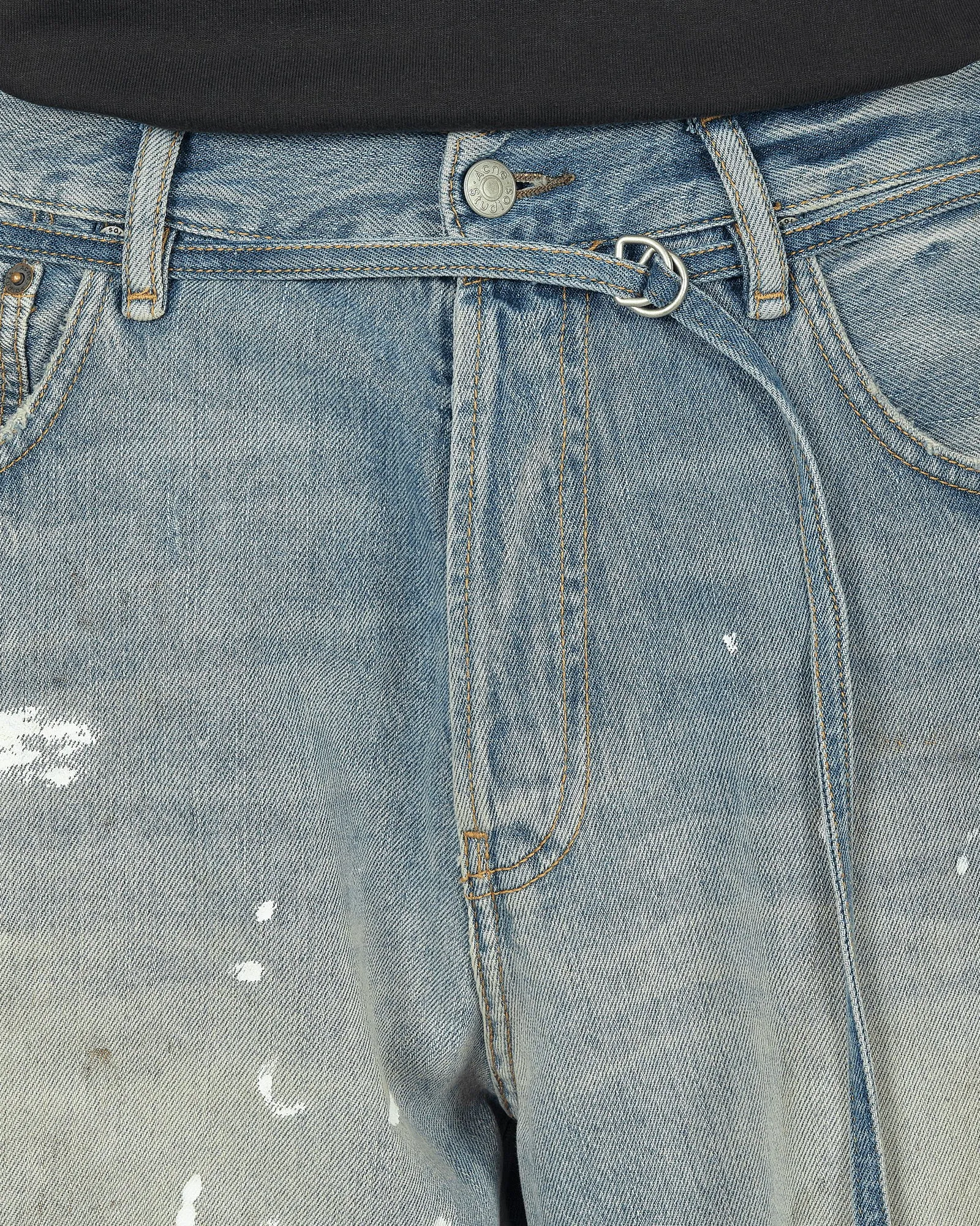 Acne Studios Loose Fit Washed Denim Shorts Light Blue