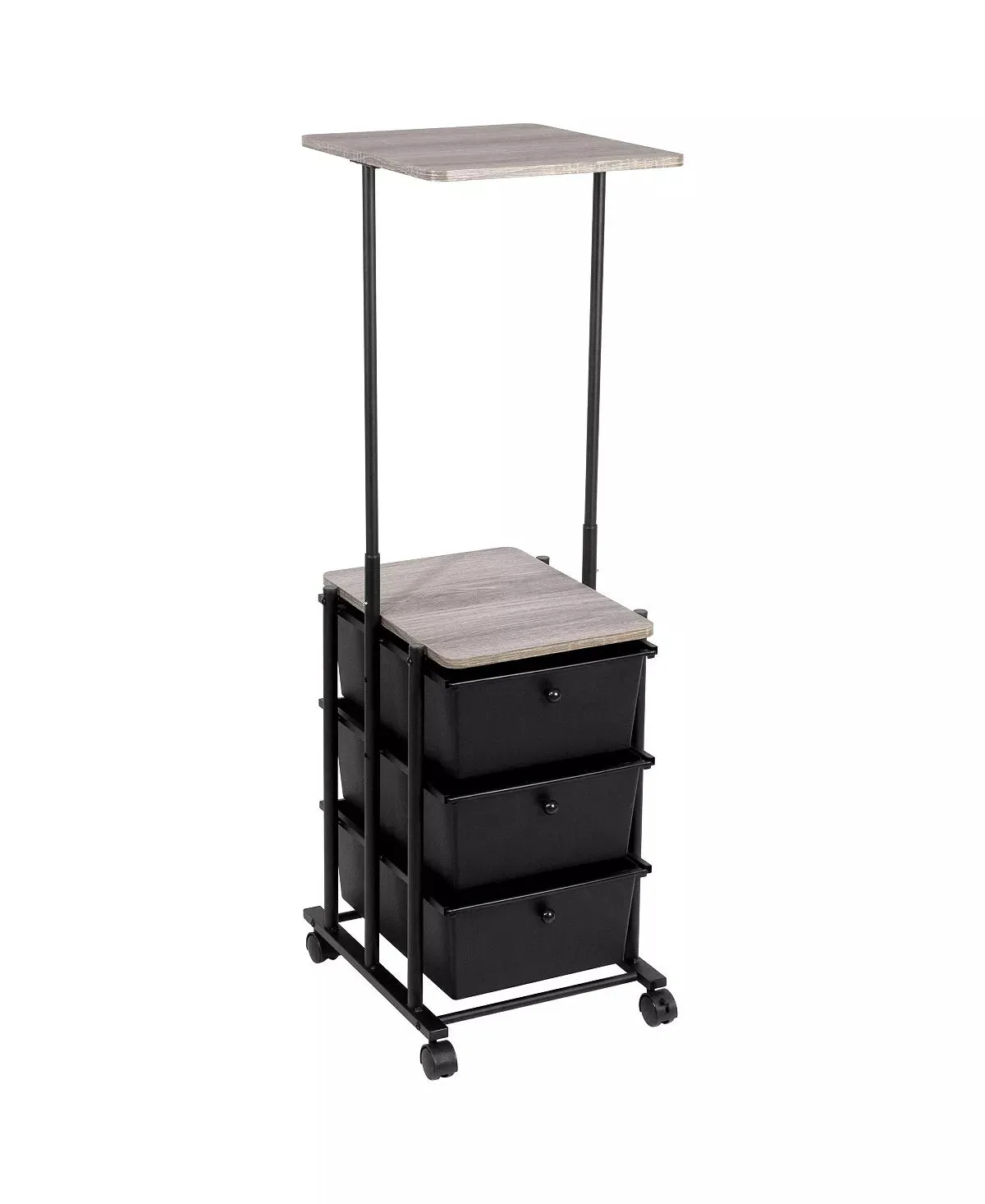 ADJUSTABLE HEIGHT 3DRAWER CART MATTE BLACK