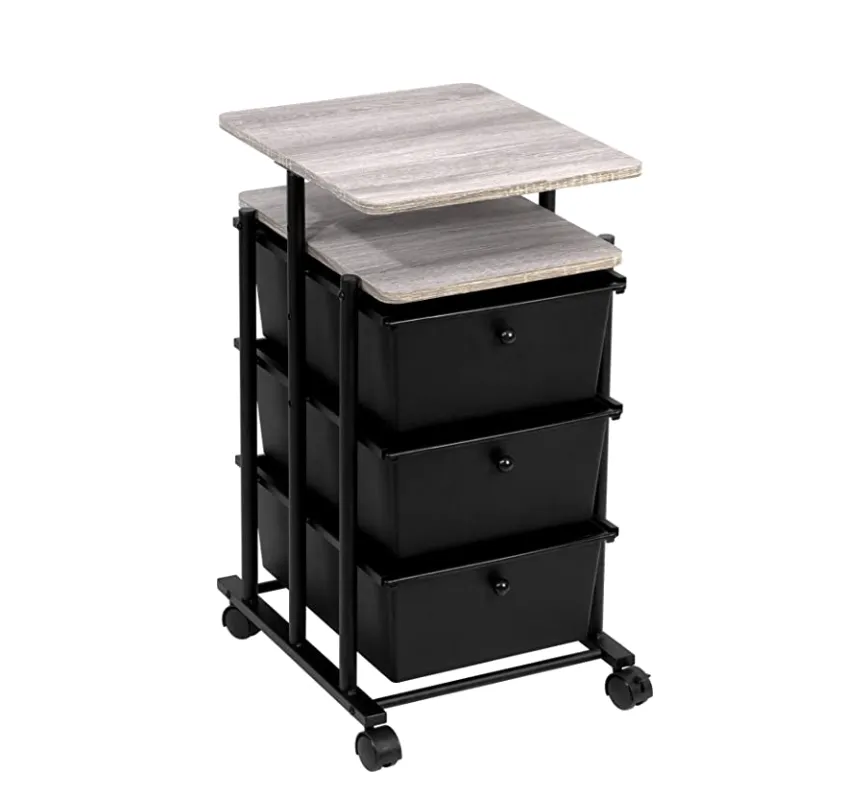 ADJUSTABLE HEIGHT 3DRAWER CART MATTE BLACK