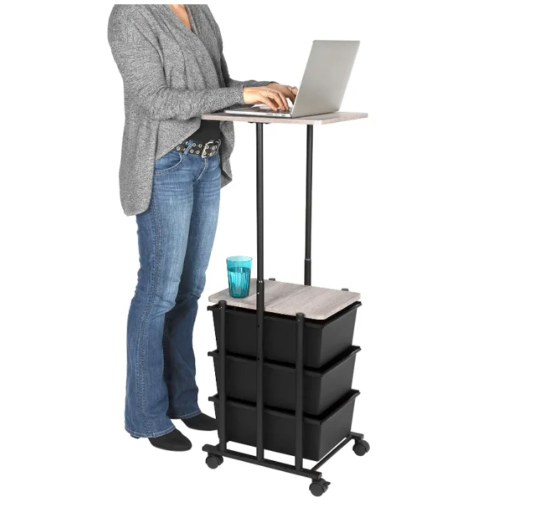 ADJUSTABLE HEIGHT 3DRAWER CART MATTE BLACK