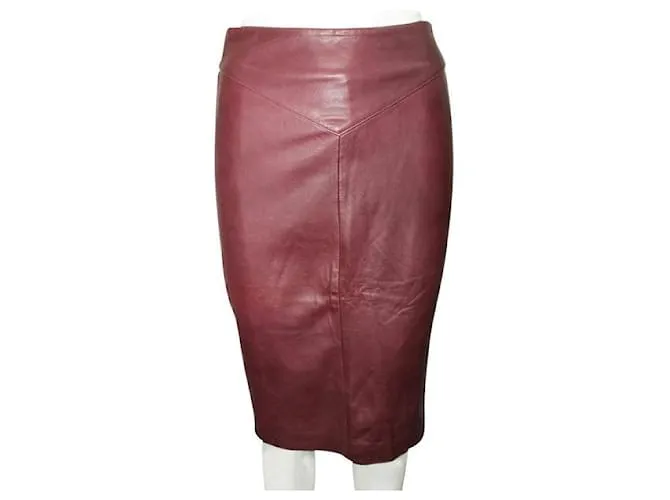 Autre Marque DISEÑADOR CONTEMPORÁNEO Falda lápiz de cuero burdeos 