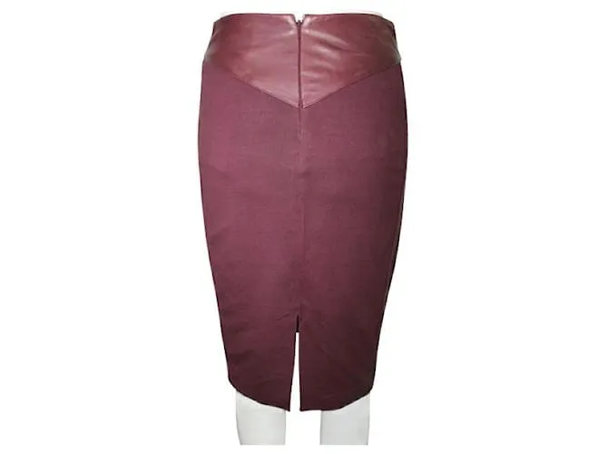 Autre Marque DISEÑADOR CONTEMPORÁNEO Falda lápiz de cuero burdeos 
