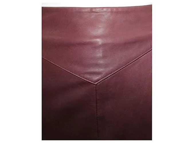Autre Marque DISEÑADOR CONTEMPORÁNEO Falda lápiz de cuero burdeos 