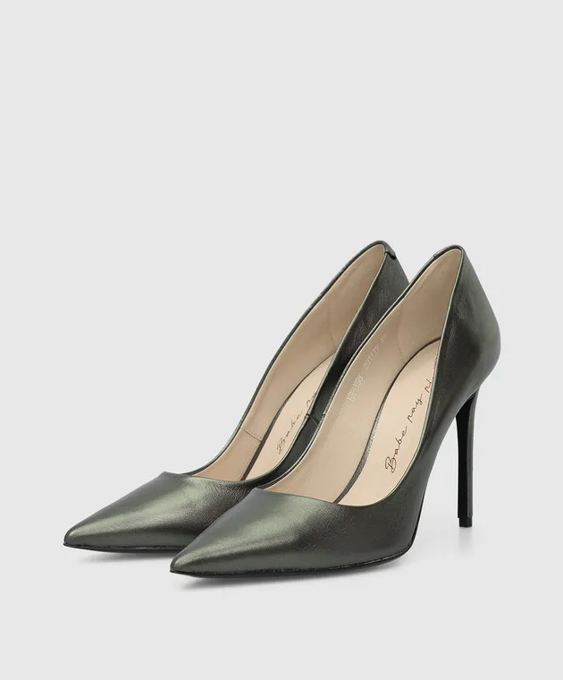 Babe Pay Pls Dark Green Leather Pumps