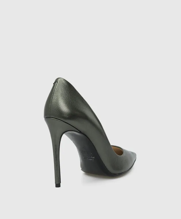 Babe Pay Pls Dark Green Leather Pumps