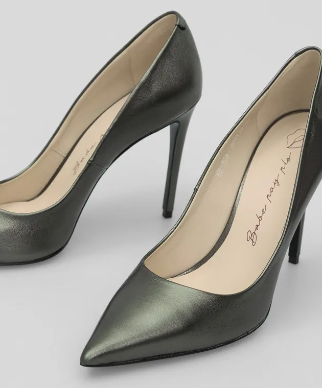 Babe Pay Pls Dark Green Leather Pumps