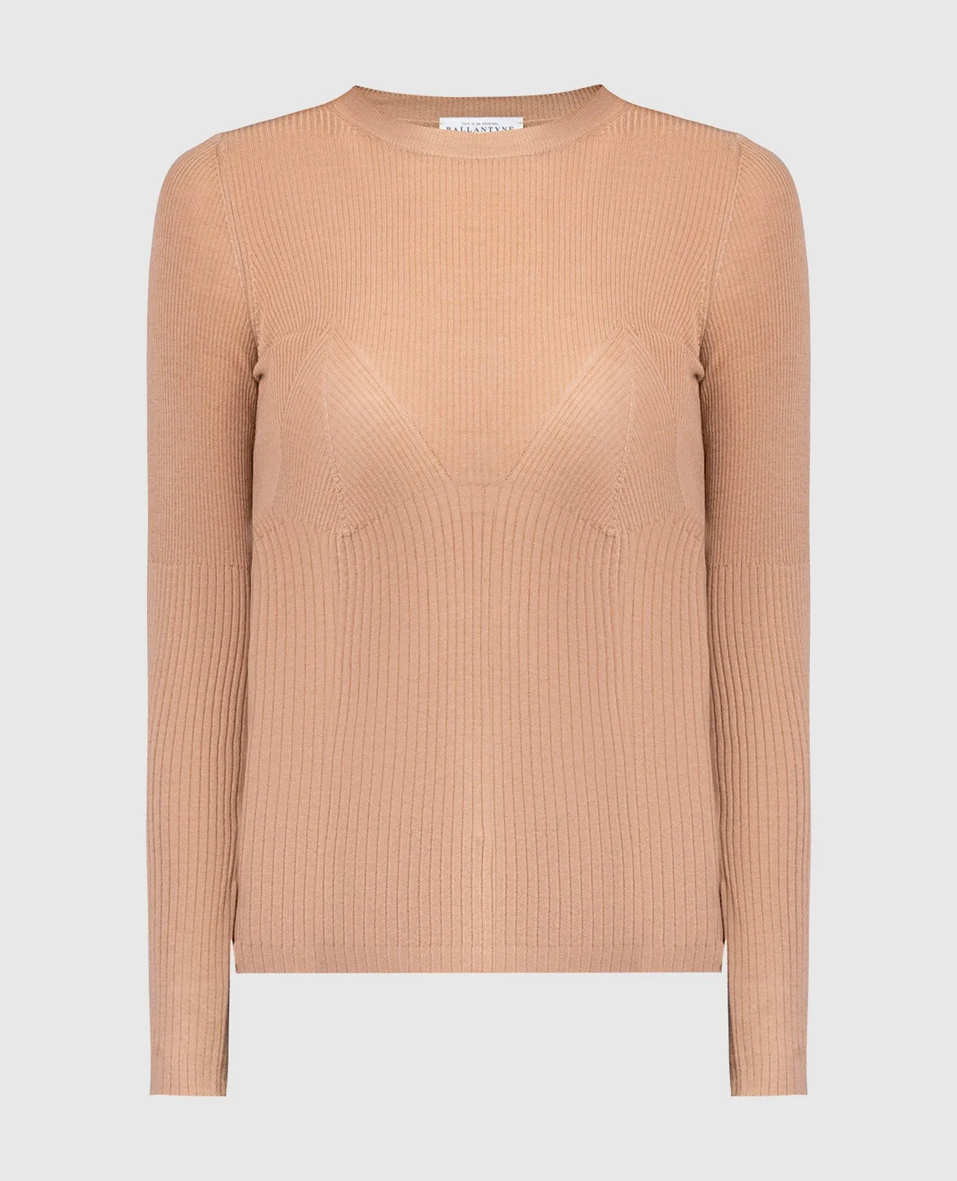 Ballantyne Brown ribbed wool jumper