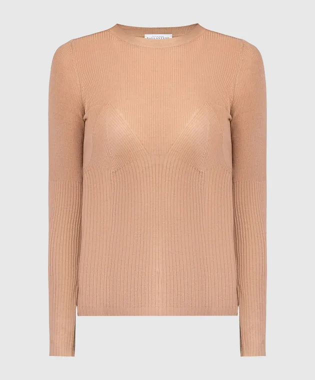 Ballantyne Brown ribbed wool jumper