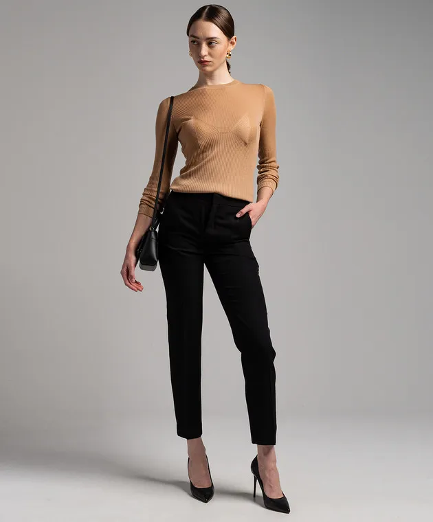 Ballantyne Brown ribbed wool jumper