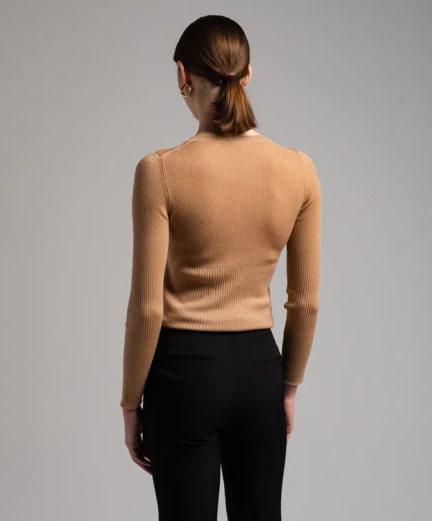 Ballantyne Brown ribbed wool jumper