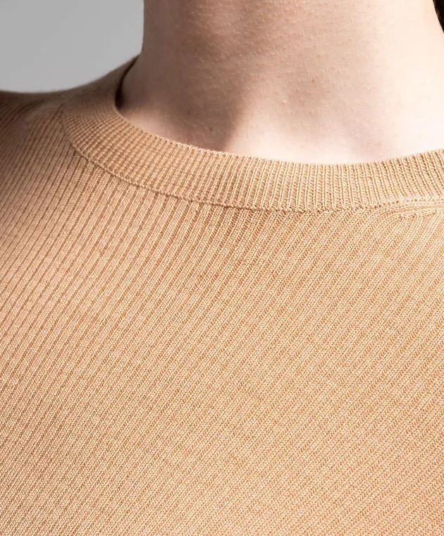 Ballantyne Brown ribbed wool jumper