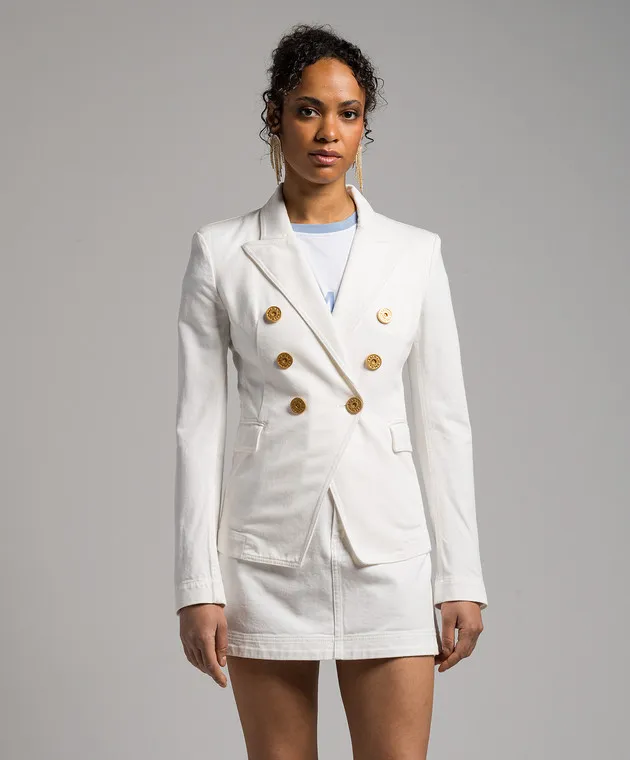 BALMAIN WHITE DOUBLEBREASTED JACKET