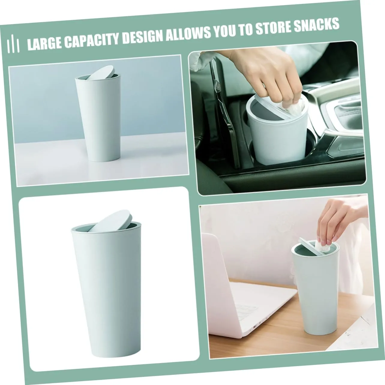 BELLIFFY Bote de Basura para Automóvil para Escritorio de Automóvil Mini Bote de Basura Tapa para Escritorio Bote de Basura Acce