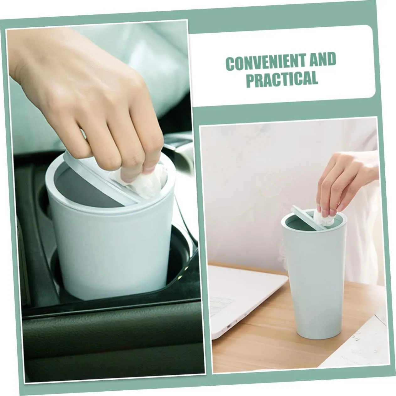 BELLIFFY Bote de Basura para Automóvil para Escritorio de Automóvil Mini Bote de Basura Tapa para Escritorio Bote de Basura Acce