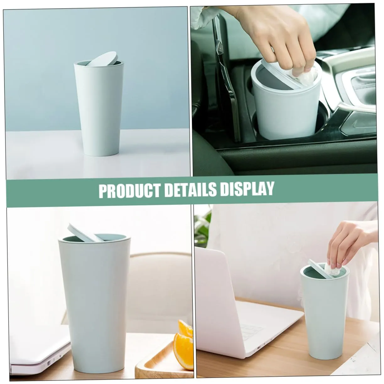 BELLIFFY Bote de Basura para Automóvil para Escritorio de Automóvil Mini Bote de Basura Tapa para Escritorio Bote de Basura Acce