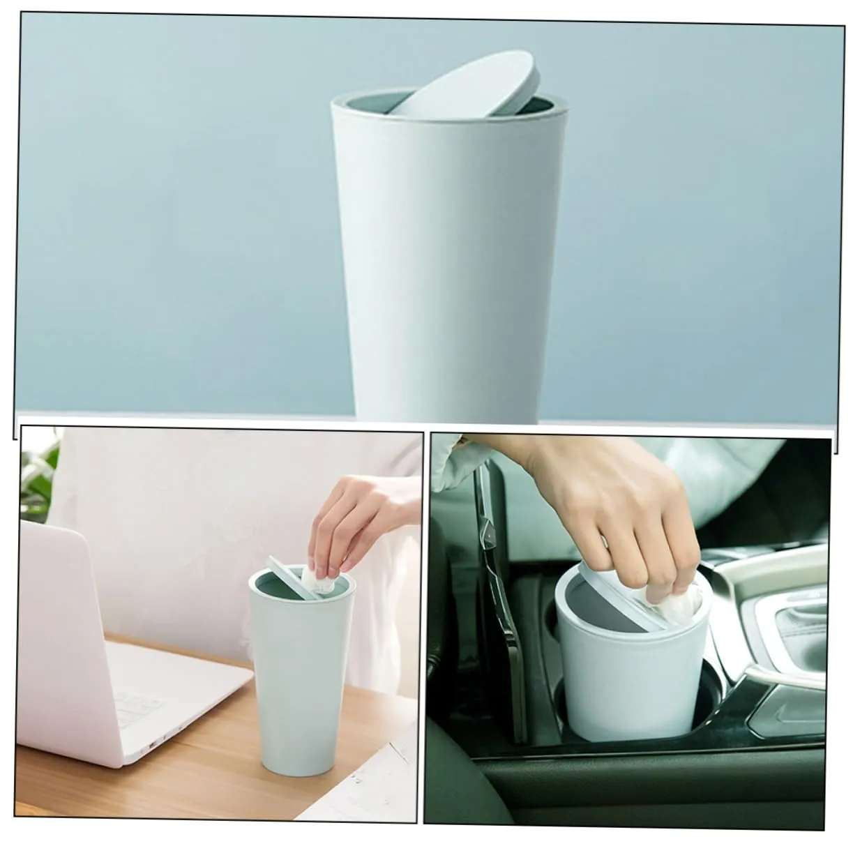 BELLIFFY Bote de Basura para Automóvil para Escritorio de Automóvil Mini Bote de Basura Tapa para Escritorio Bote de Basura Acce