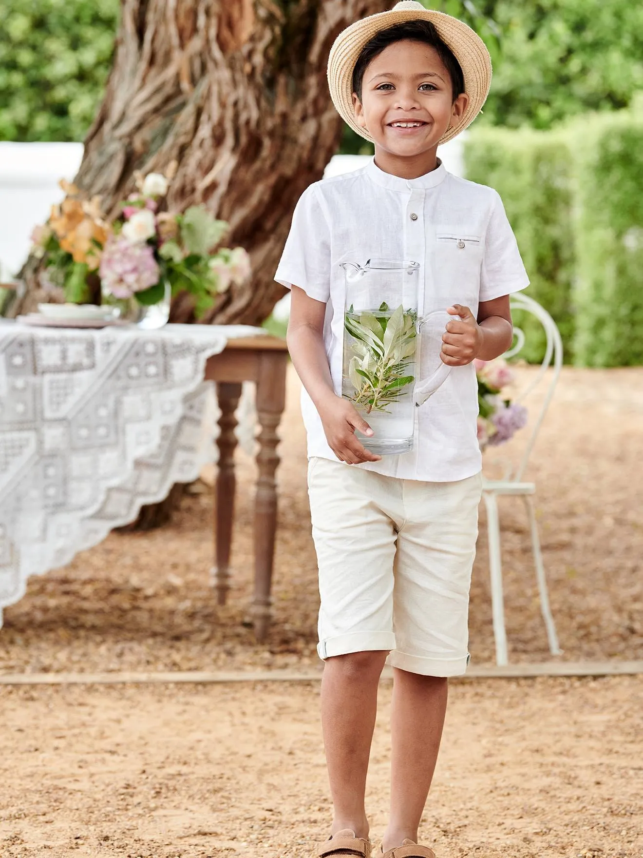 Bermudas de algodón y lino para niño