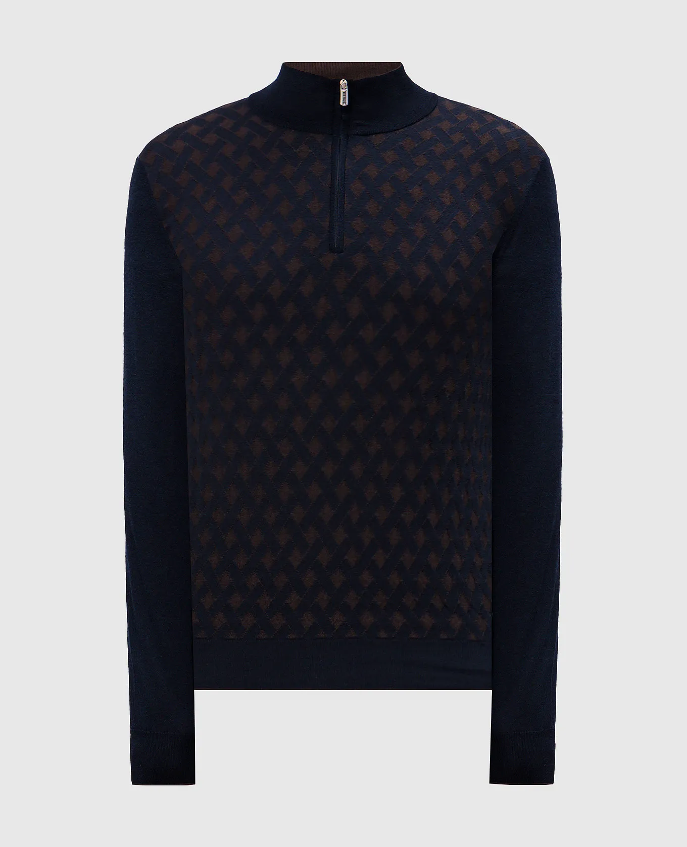 Bertolo Cashmere Blue wool and silk jumper in a woven pattern