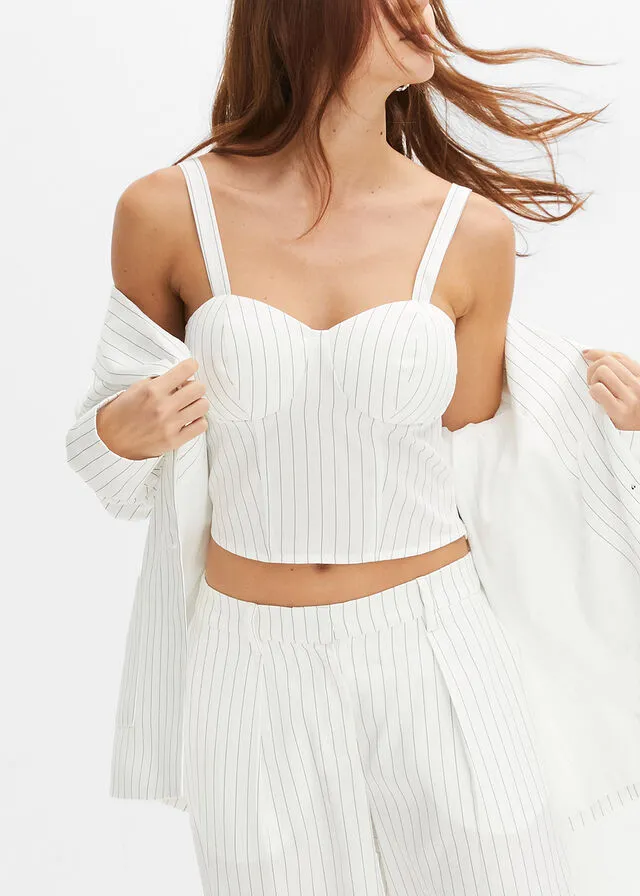 BLUSA SIN MANGAS BLANCONEGRO DE RAYAS