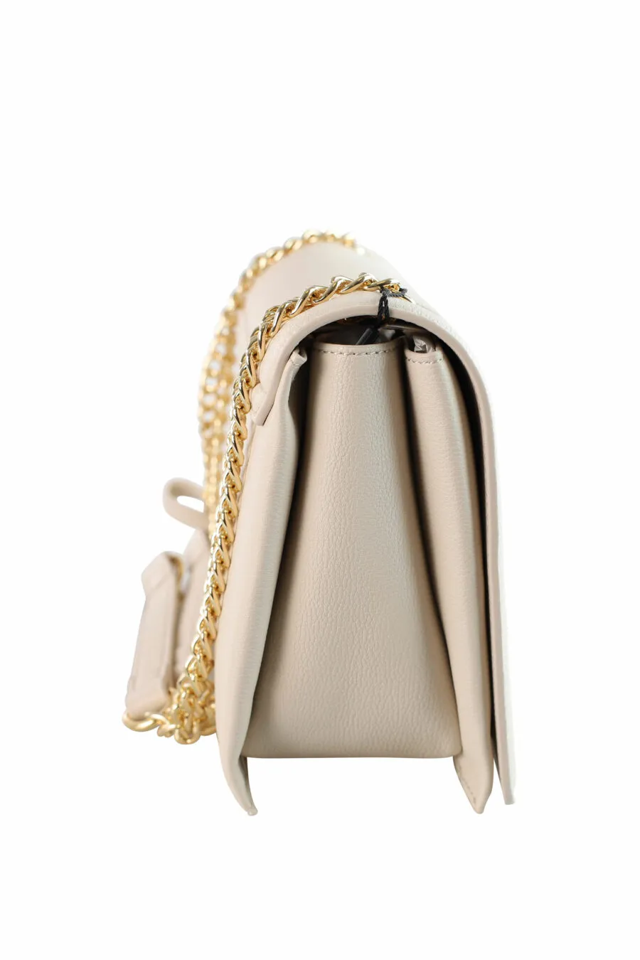 Bolso de hombro blanco con cadena y logo 