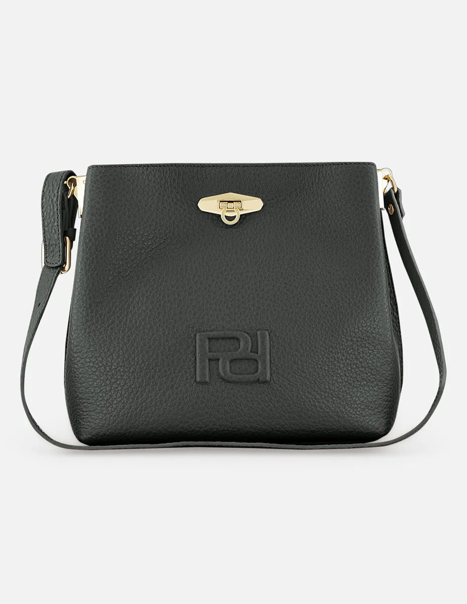 Bolso de hombro de piel color verde para mujer con detalle Pd