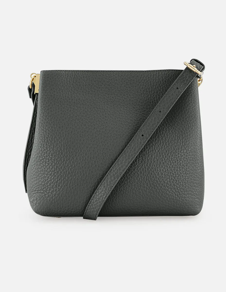 Bolso de hombro de piel color verde para mujer con detalle Pd
