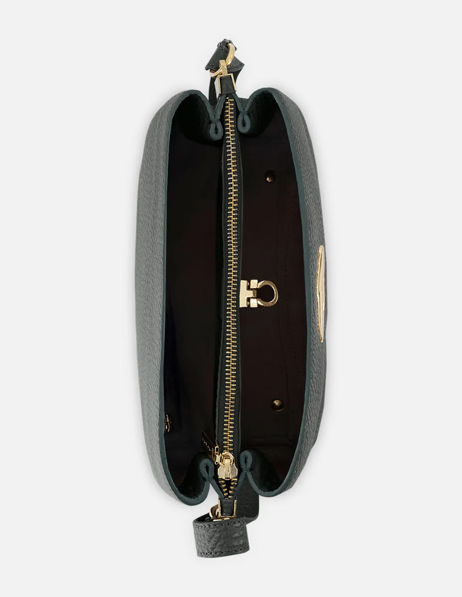 Bolso de hombro de piel color verde para mujer con detalle Pd