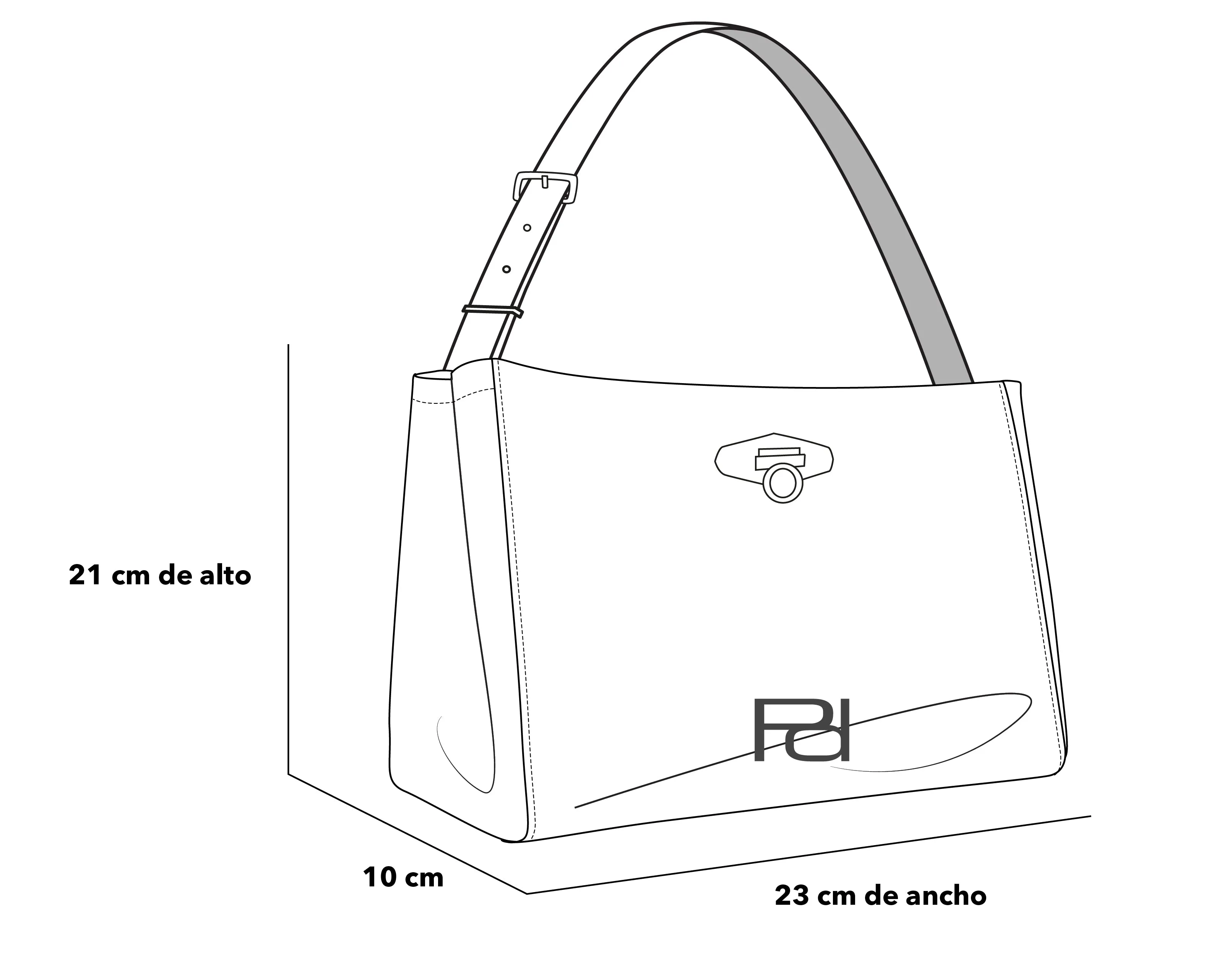 Bolso de hombro de piel color verde para mujer con detalle Pd