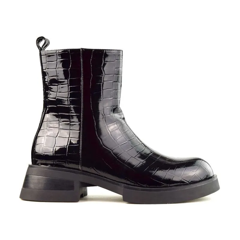 Bota Casual Taco Bajo Korium Croco Ali