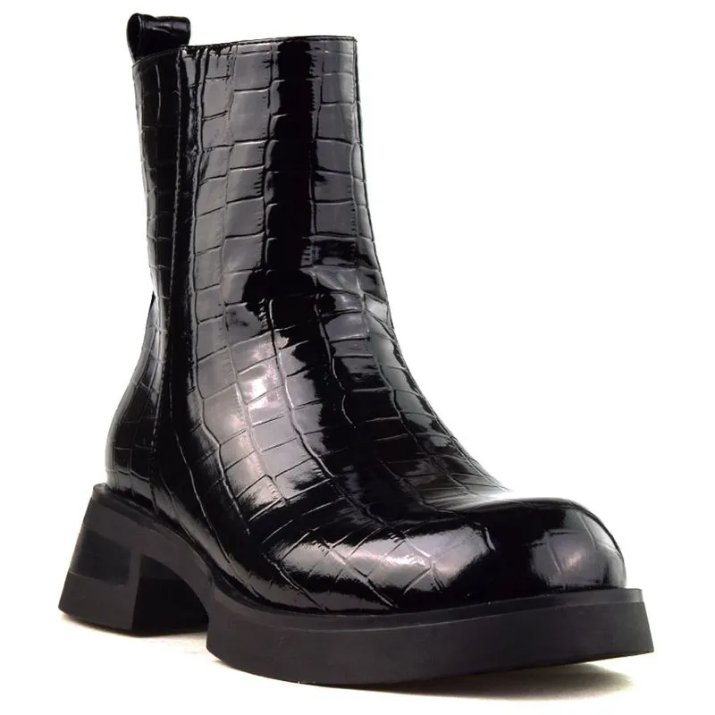 Bota Casual Taco Bajo Korium Croco Ali