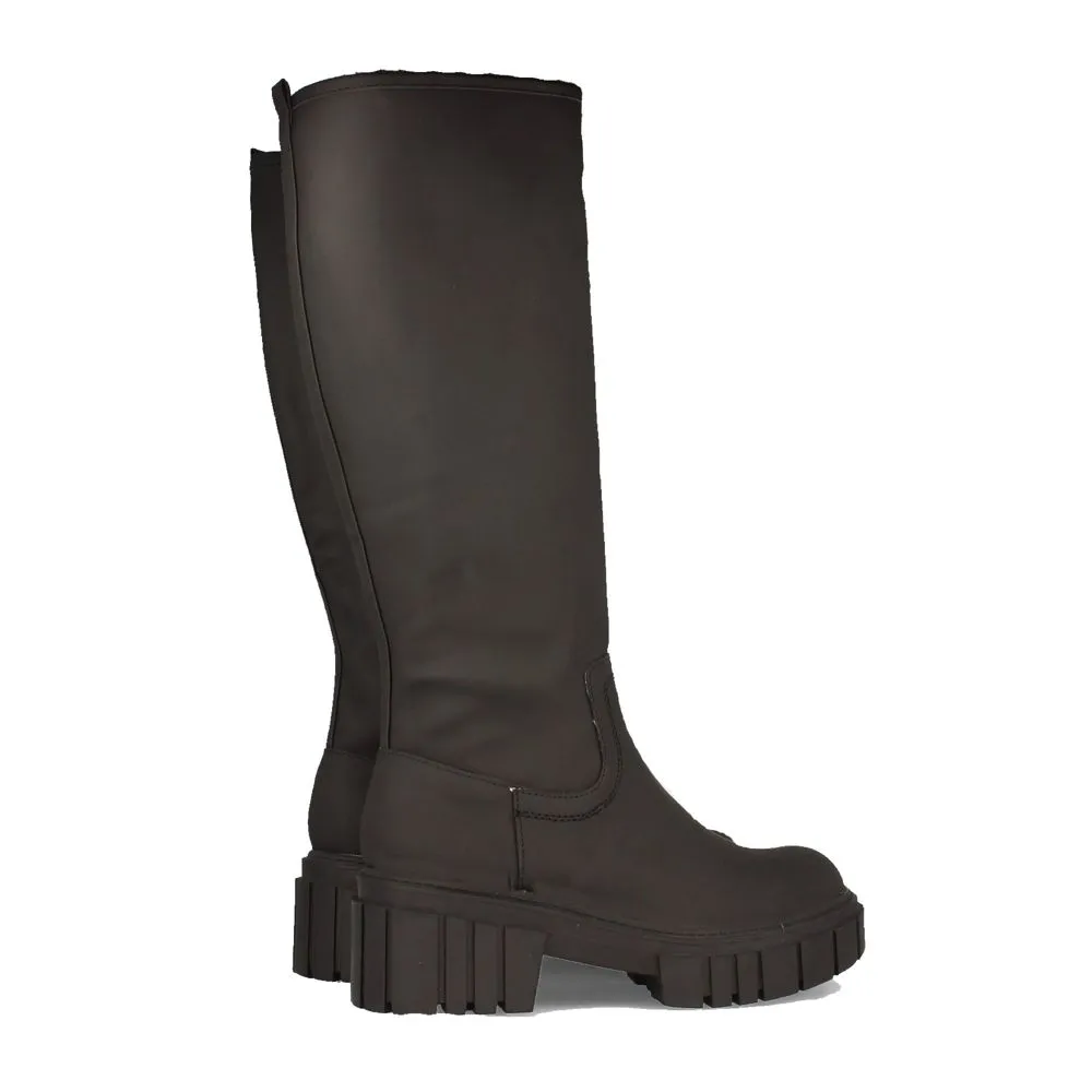 Bota de Agua para Mujer con Plataforma Estampado Liso y Cierre de Cremallera Otoño Invierno