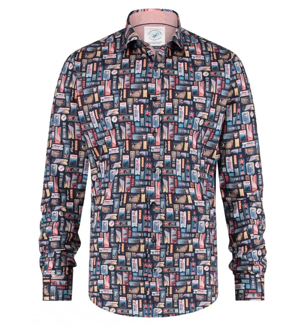 Camisa A Fish Named Fred cinema tickets navy