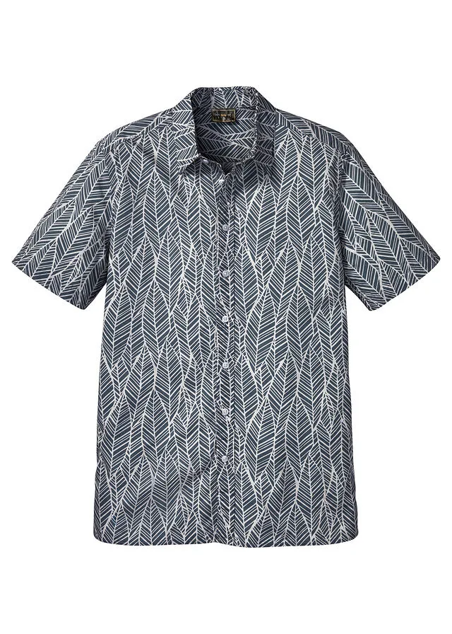 CAMISA DE MANGA CORTA AZUL OSCUROBLANCO DE FLORES