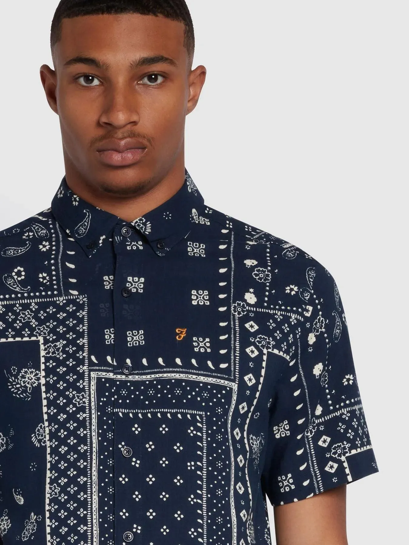 Camisa Farah Marcus Print Navy