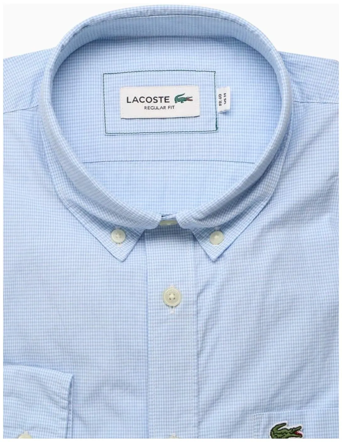 CAMISA LACOSTE REGULAR FIT CUADROS AZUL