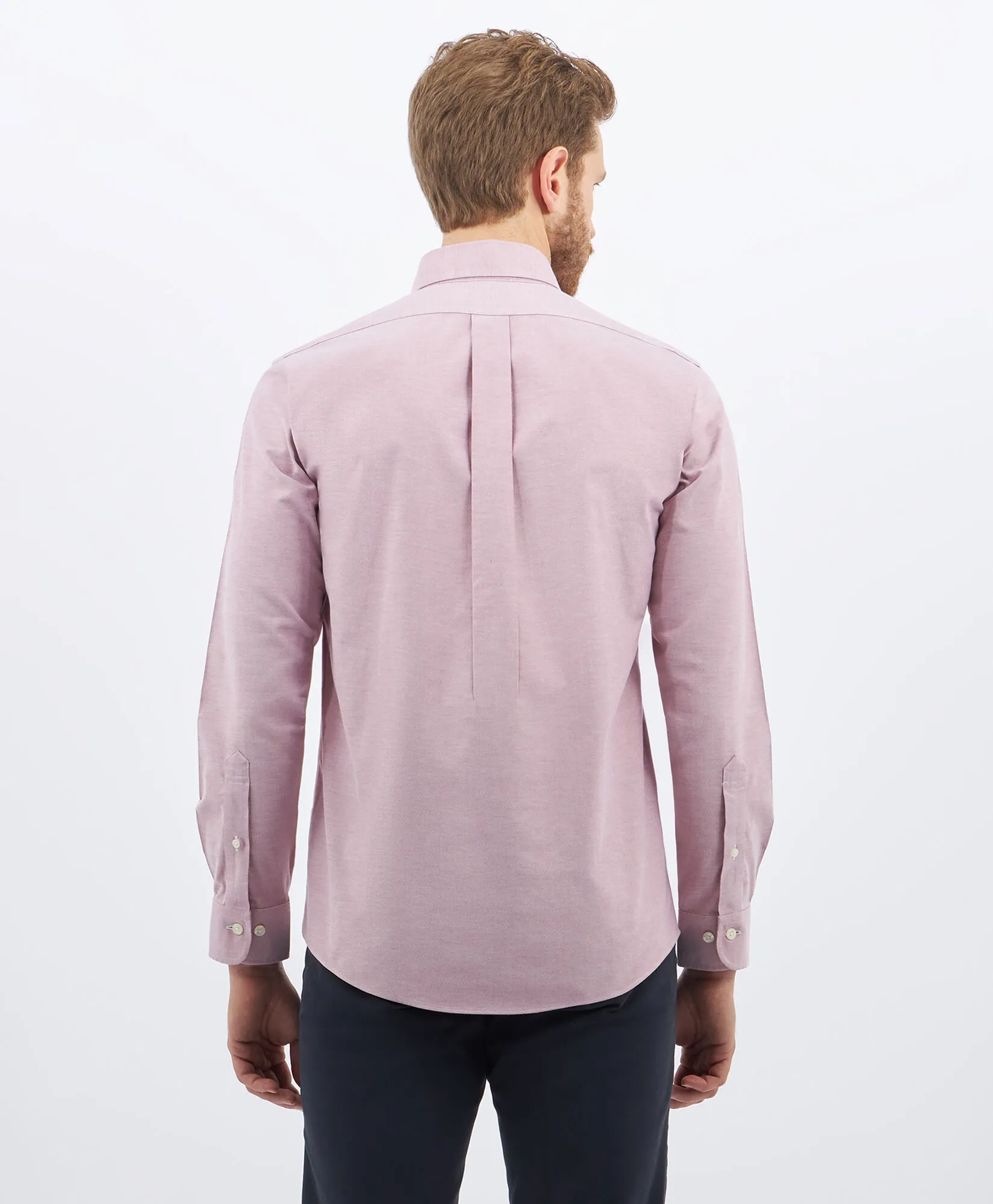 CAMISA NONIRON DE ALGODóN ELáSTICO ROJO CORTE REGULAR CON CUELLO BUTTON DOWN