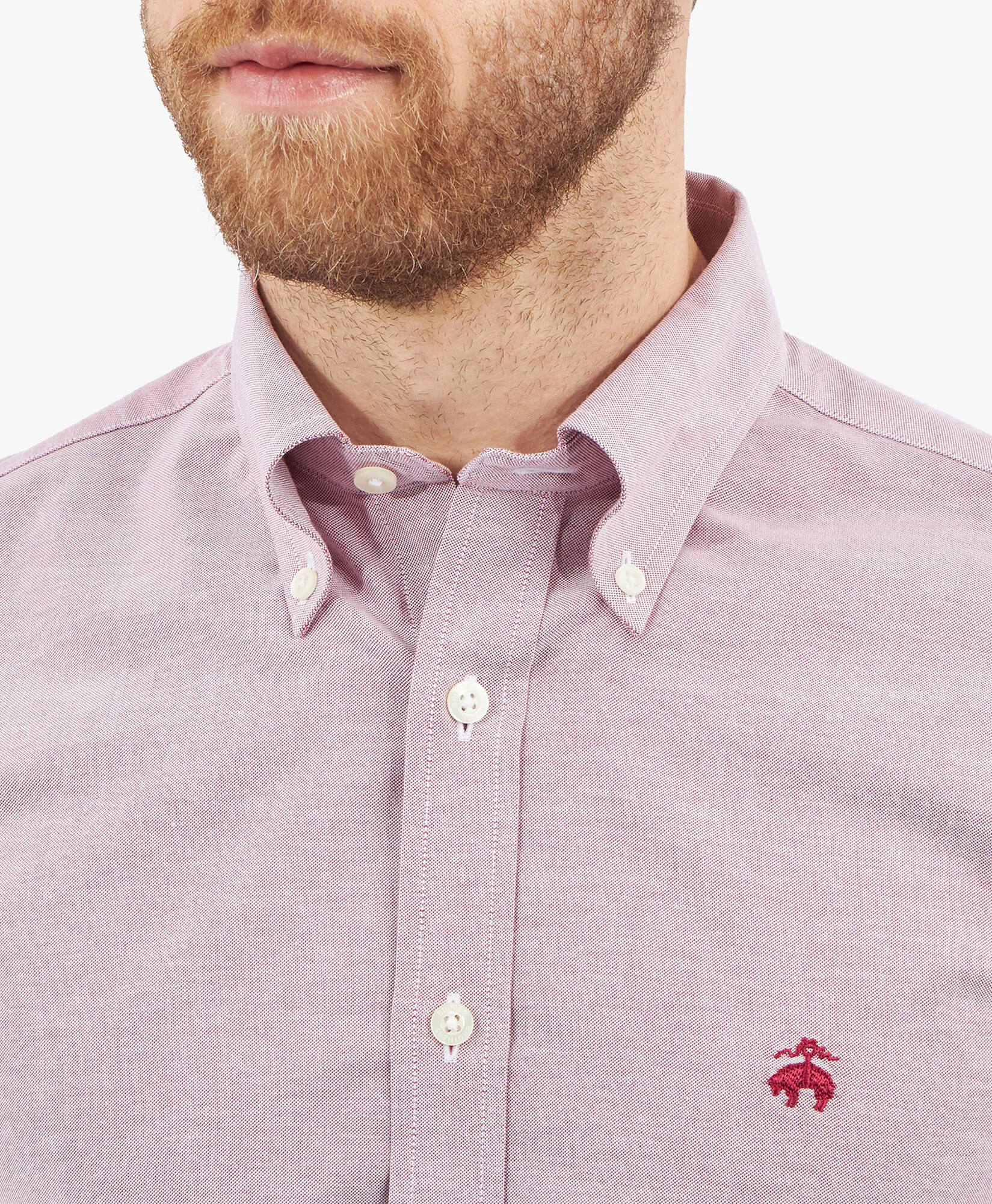 CAMISA NONIRON DE ALGODóN ELáSTICO ROJO CORTE REGULAR CON CUELLO BUTTON DOWN