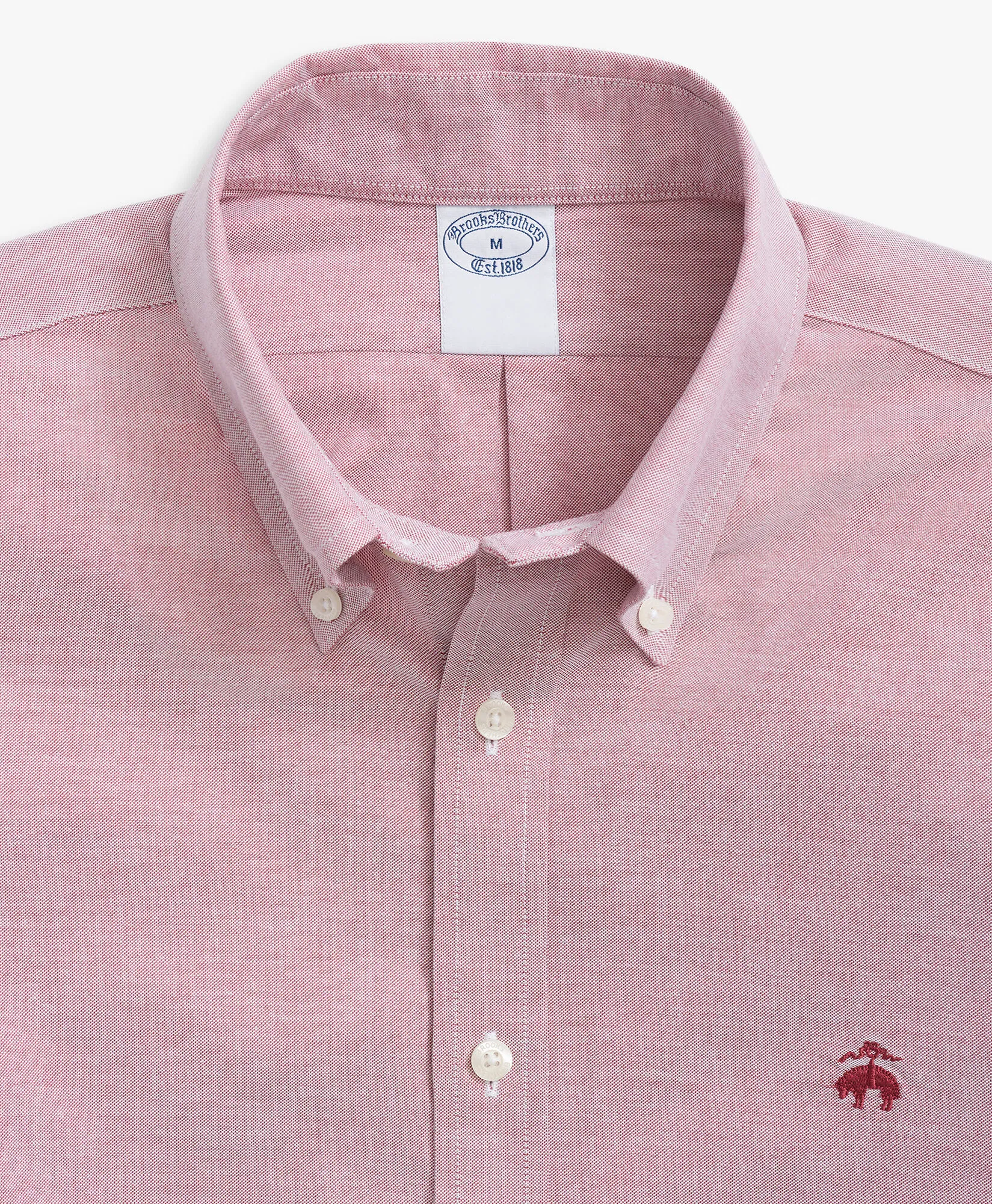 CAMISA NONIRON DE ALGODóN ELáSTICO ROJO CORTE REGULAR CON CUELLO BUTTON DOWN