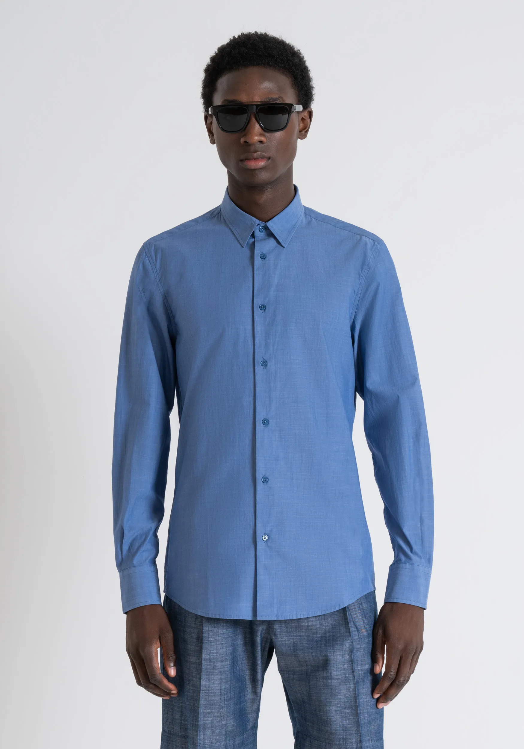 CAMISA SLIM FIT NAPOLI DE ALGODÓN CON ESTAMPADO INTEGRAL