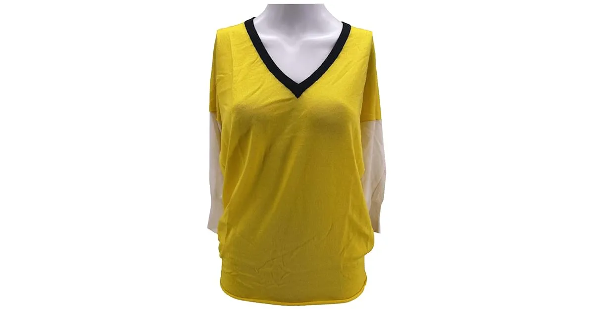 Camiseta de punto LEETHA.Cachemira S internacional Amarillo 