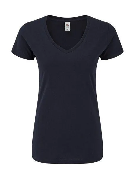 Camiseta Fruit of the Loom Iconic 150 cuello pico manga corta mujer