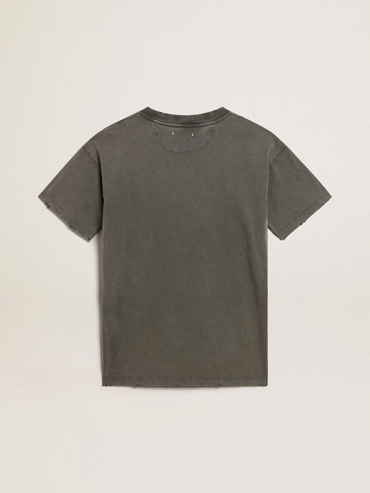 Camiseta vestido gris con tratamiento desgastado para mujer